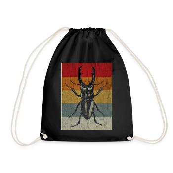 Insekt Kaefer Retro Geschenk Geschenkidee - Turnbeutel - Schwarz - Vorne
