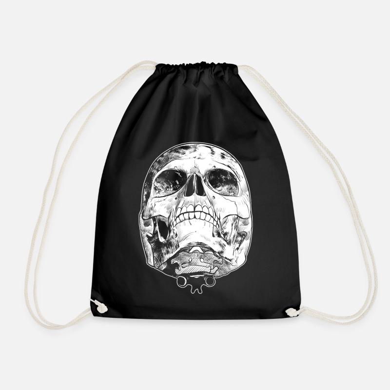 Skull skull bones - Drawstring Bag - black