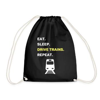 Train leader train funny saying - Drawstring Bag - black - Front