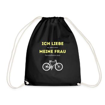 Bicycle funny saying cyclist - Drawstring Bag - black - Front