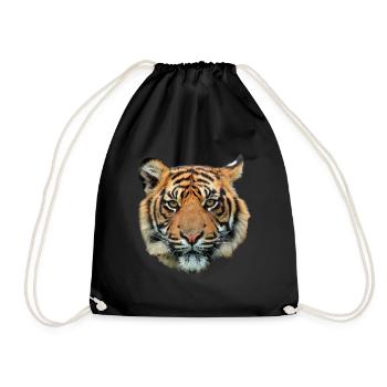 Tigerkopf Nahaufnahme - Turnbeutel - Schwarz - Vorne
