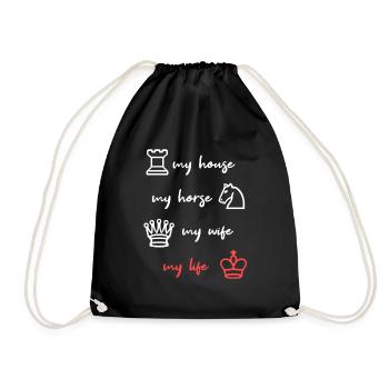 Chess funny saying chess tournament - Drawstring Bag - black - Front