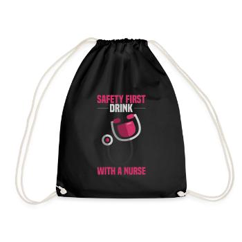 Safety first - Trink mit einer Krankenschwester - Turnbeutel - Schwarz - Vorne