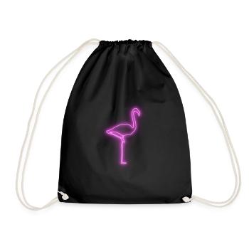 Flamingo Neon Retro - Turnbeutel - Schwarz - Vorne