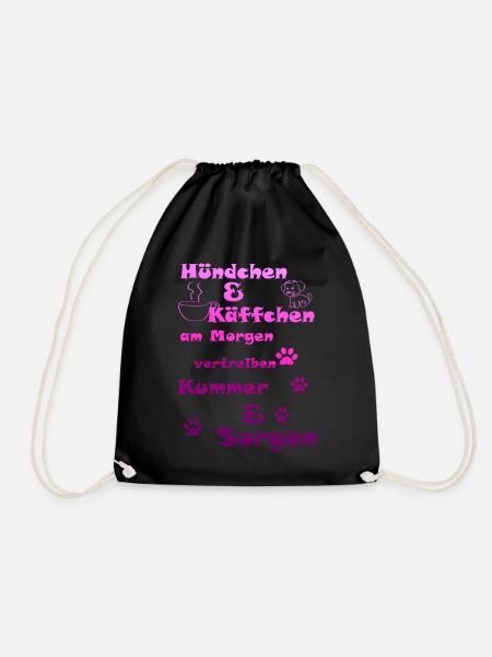 Hund Kaffee Sorgen vertreiben - Turnbeutel - Schwarz