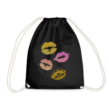 Glitzer Lippen - Turnbeutel - Schwarz - Vorne