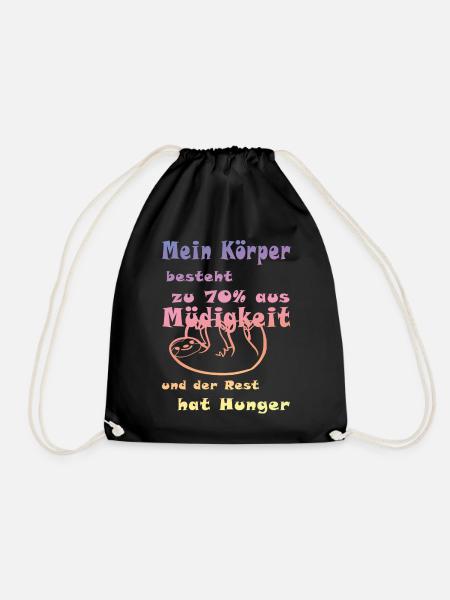 Tired lazy funny funny - Drawstring Bag - black