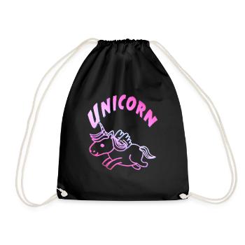 Unicorn Einhorn suess - Turnbeutel - Schwarz - Vorne