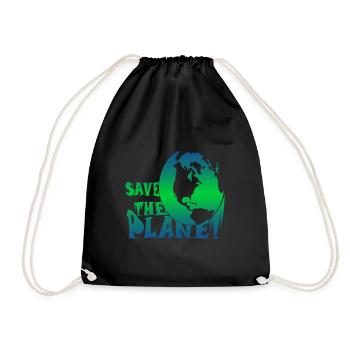 Save the planet Klimaschutz - Turnbeutel - Schwarz - Vorne