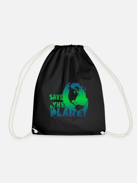 Save the planet climate protection - Drawstring Bag - black