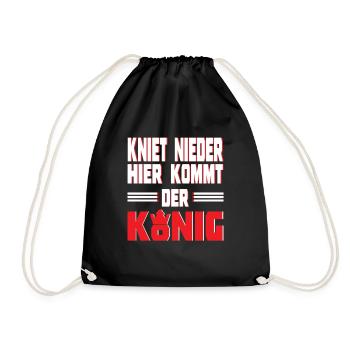 Lustiger Spruch Hier kommt der König Geschenkidee - Turnbeutel - Schwarz - Vorne
