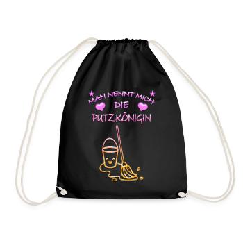 Königin Putzkönigin - Turnbeutel - Schwarz - Vorne