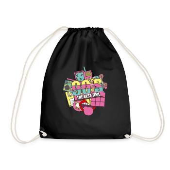 90's 90er Jahre Neunziger Retro - Turnbeutel - Schwarz - Vorne