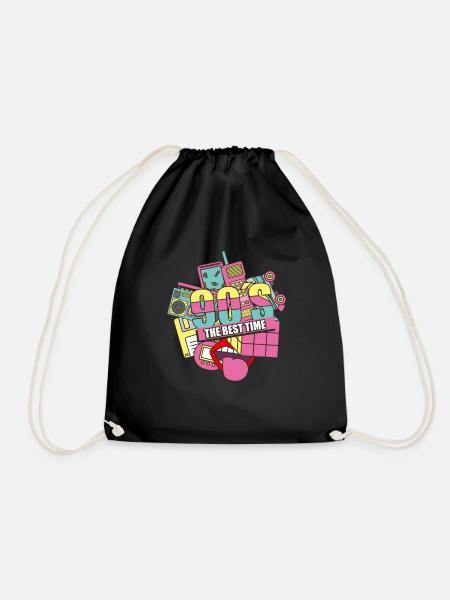 90's 90's 90's retro - Drawstring Bag - black