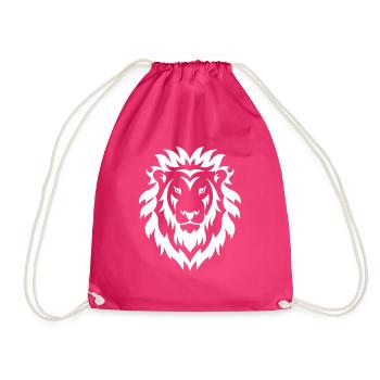 Löwe Kopf Mähne Logo - Turnbeutel - Fuchsia - Vorne