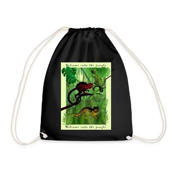 Jungle Mania - Drawstring Bag - black - Front