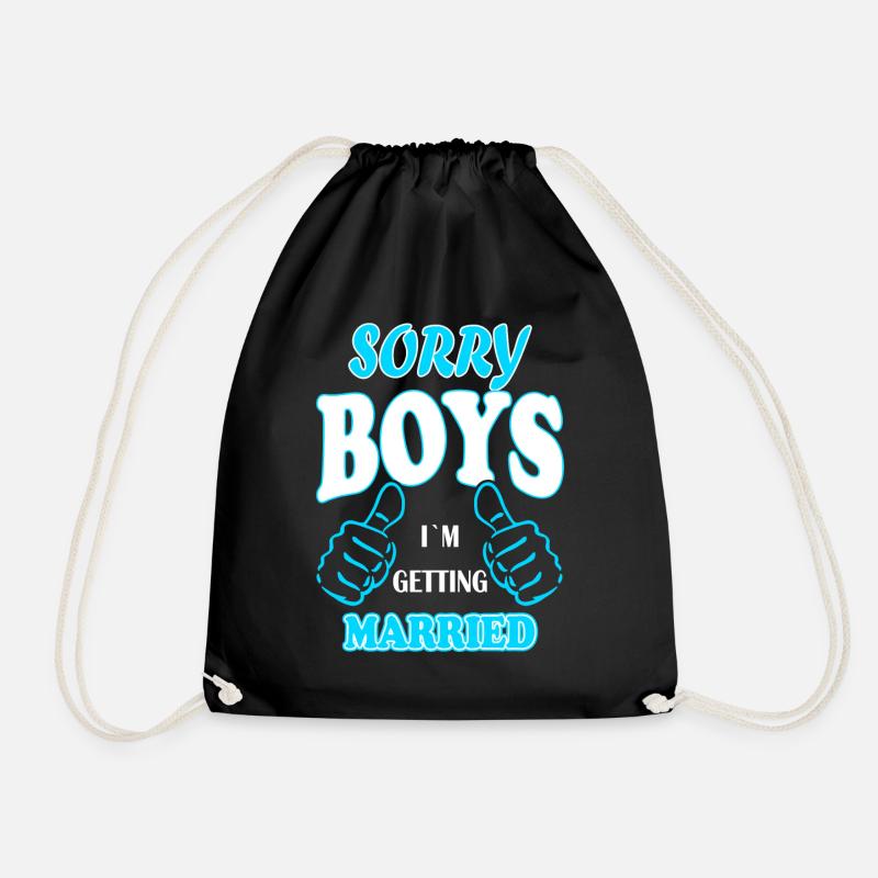 I marry sorry guys JGA gift idea - Drawstring Bag - black