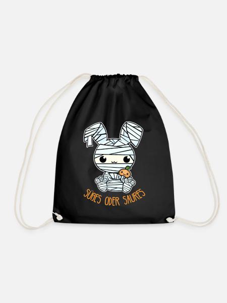 Cute Doll Halloween - Trick or Treat - Drawstring Bag - black