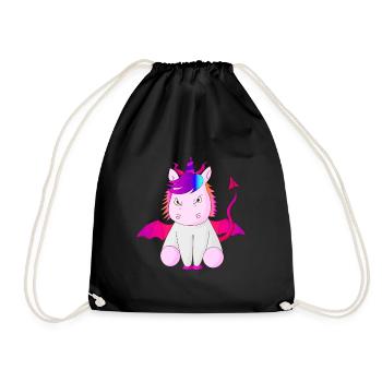 Einhorn Teufelshorn Geschenk Idee böse Vektor - Turnbeutel - Schwarz - Vorne