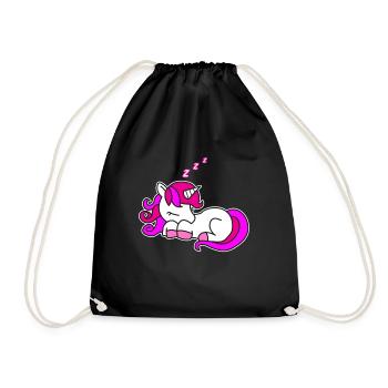 Cute sleeping unicorn kids gift idea - Drawstring Bag - black - Front