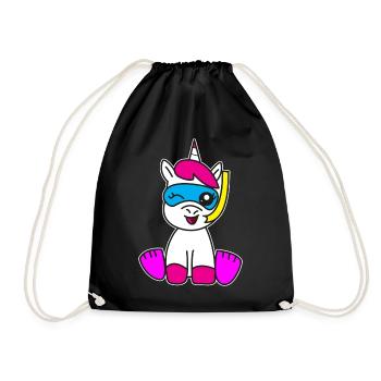 Licorne en cadeau de plongée tuba - Sac de sport léger - noir - Devant