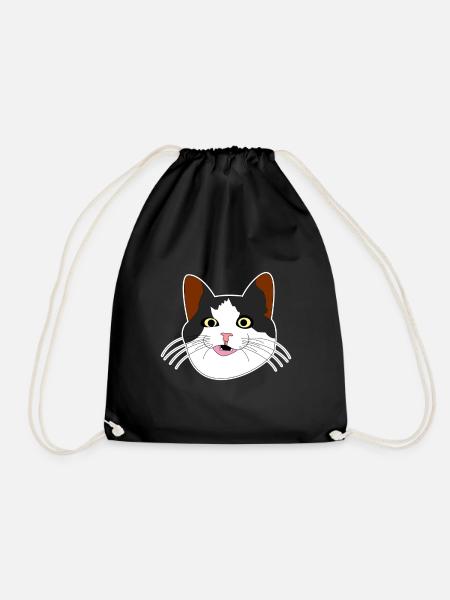 Cat cat's head - Drawstring Bag - black