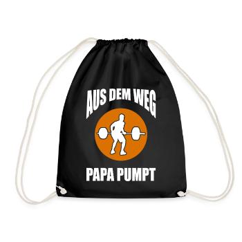 Papa Fitness Geschenk - Turnbeutel - Schwarz - Vorne