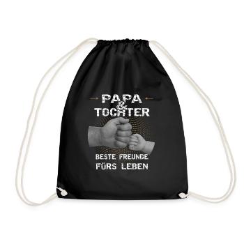 Papa und Tochter beste Freunde Geschenkidee - Turnbeutel - Schwarz - Vorne