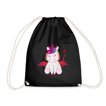 Teufelshorn das Einhorn böse Geschenkidee witzig - Turnbeutel - Schwarz - Vorne