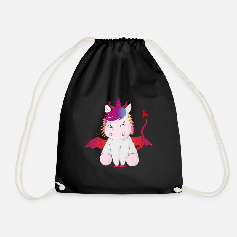 Teufelshorn das Einhorn böse Geschenkidee witzig - Turnbeutel - Schwarz