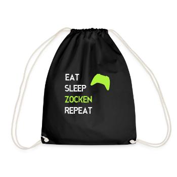 Eat Sleep Zocken Repeat Gamer Gaming Videospiele - Turnbeutel - Schwarz - Vorne