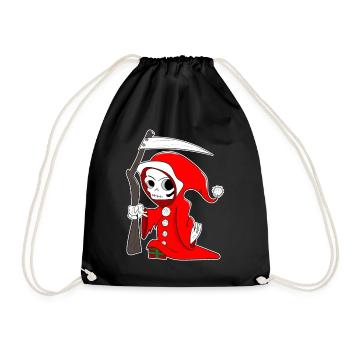 Grim Reaper Santa Claus Christmas Gift Idea - Drawstring Bag - black - Front