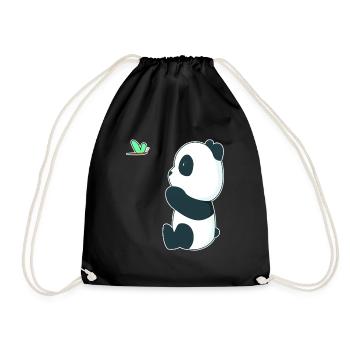 Süßer Baby Panda mit einem Schmetterling - Turnbeutel - Schwarz - Vorne