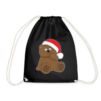 The cute Christmas bear Christmas Teddy Bear - Drawstring Bag - black - Front