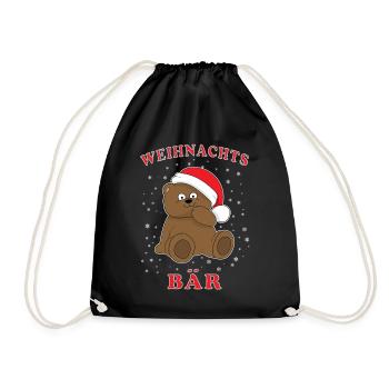 Weihnachten Bär Teddybär Teddy Geschenkidee - Turnbeutel - Schwarz - Vorne