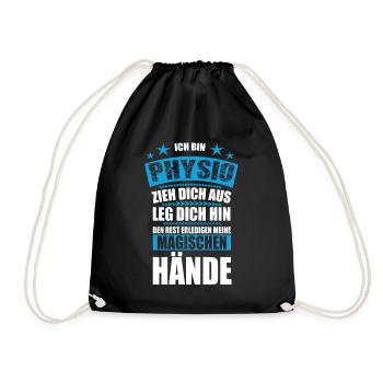 Physio Physiotherapeut Physiotherapie Geschenk - Turnbeutel - Schwarz - Vorne