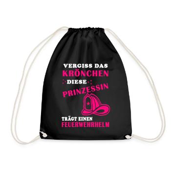 Krönchen Feuerwehrhelm Geschenkidee Feuerwehr cool - Turnbeutel - Schwarz - Vorne