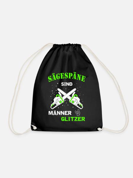Männer Glitzer Sägespaene Motorsäge Geschenkidee - Turnbeutel - Schwarz