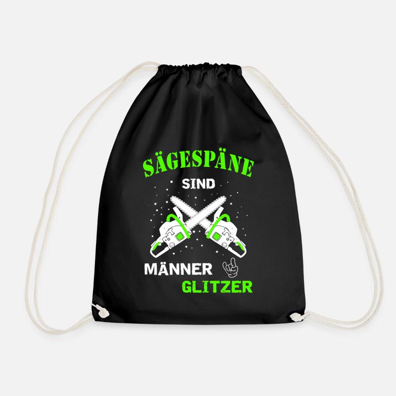 Männer Glitzer Sägespaene Motorsäge Geschenkidee - Turnbeutel - Schwarz