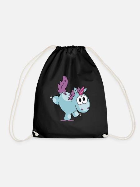 Einhorn im Handstand - Turnbeutel - Schwarz