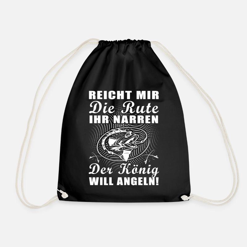 Reicht mir die Rute ihr Narren der König Angeln - Turnbeutel - Schwarz