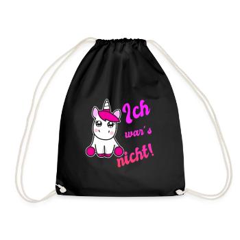 Lustiges Einhorn ich war´s nicht - Turnbeutel - Schwarz - Vorne