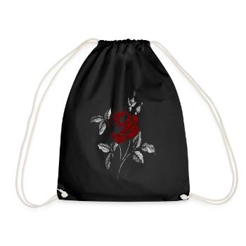Rose im alten Style Geschenk Blume - Turnbeutel - Schwarz - Vorne