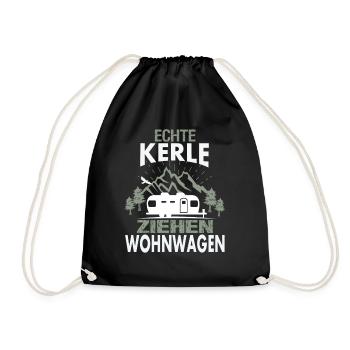 Echte Kerle ziehen Wohnwagen - Turnbeutel - Schwarz - Vorne