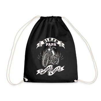 Biker Dad with heart and soul - Drawstring Bag - black - Front