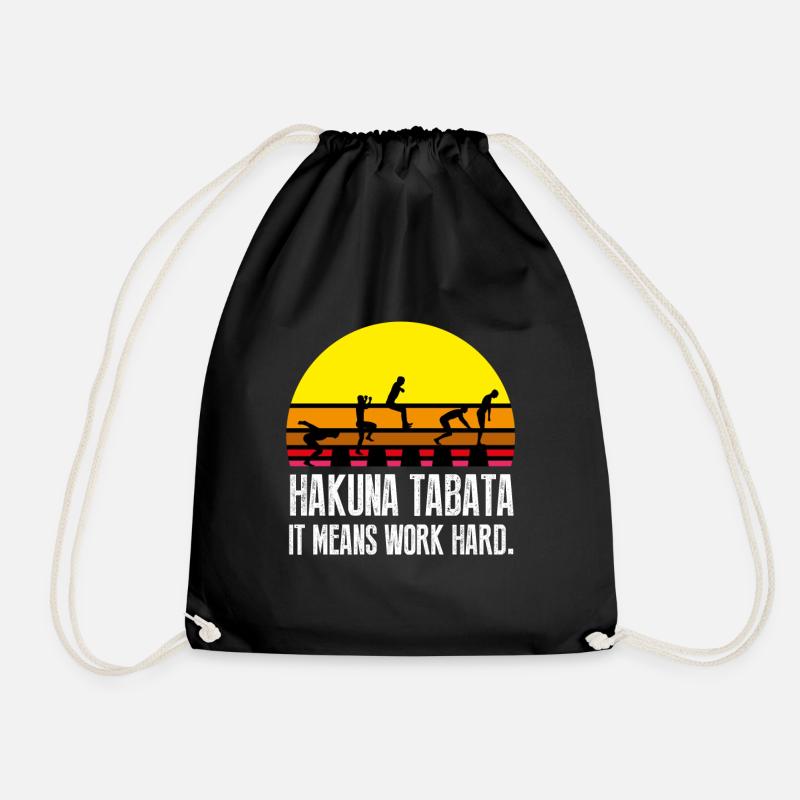 hakuna tabata it means work hard - Drawstring Bag - black