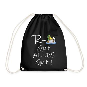 Rente Ente Gut alles gut endlich Rentner Rentnerin - Turnbeutel - Schwarz - Vorne