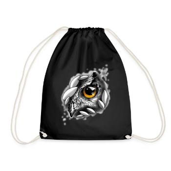 owl - Drawstring Bag - black - Front