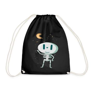 Cute skeleton with moon and stars Halloween - Drawstring Bag - black - Front