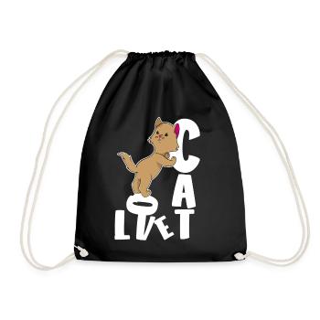 Chat mignon avec amour - Sac de sport léger - noir - Devant